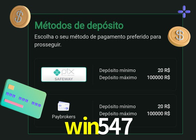 O cassino win547 oferece uma grande variedade de métodos de pagamento